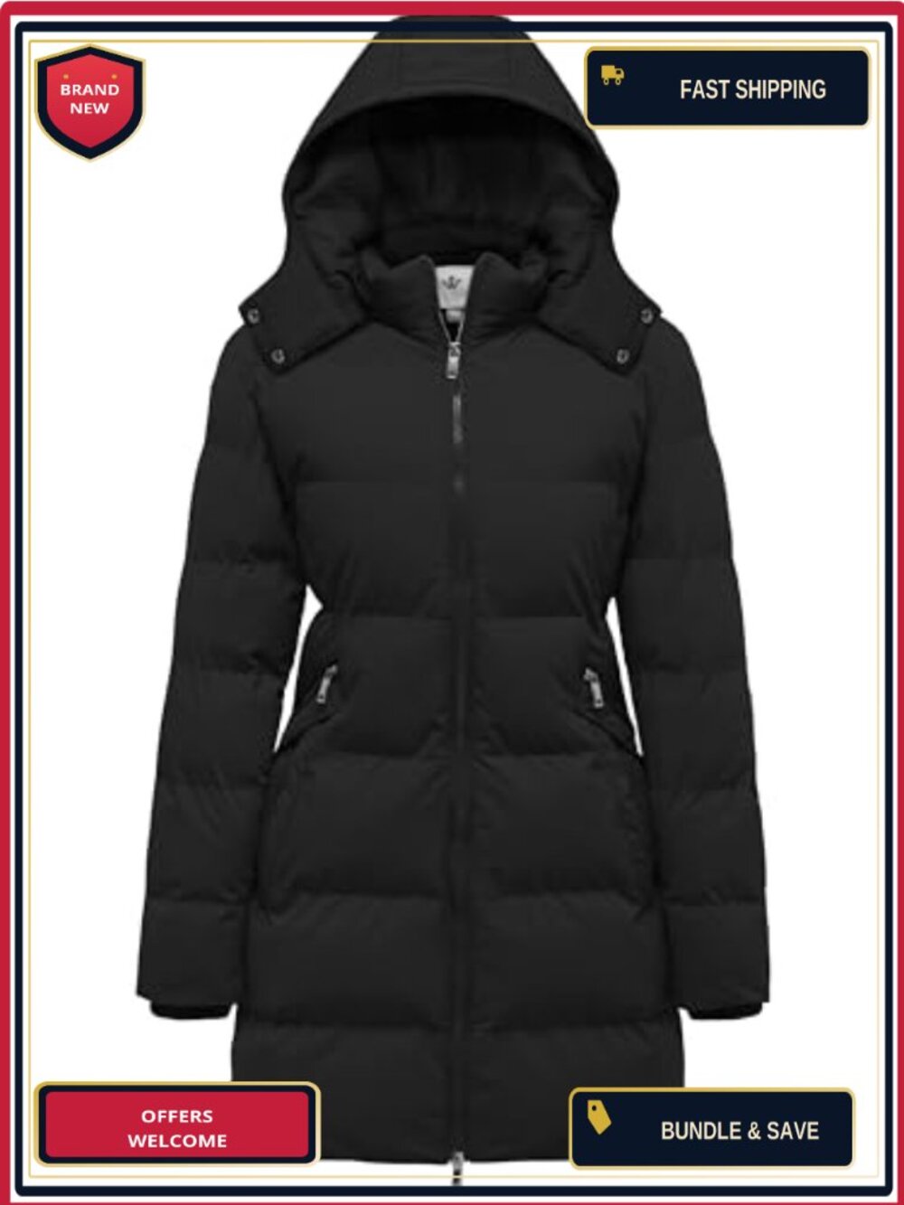 Women's Warm Thickened Puffer Jacket with Hood - Winter